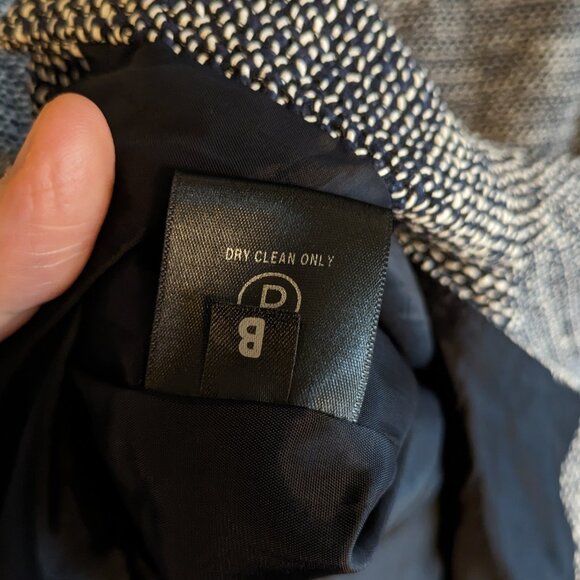 Lafayette 148 Navy Blue Sheath Dress Black White Textured Tweed Knit - Size 6 - Picture 10 of 14